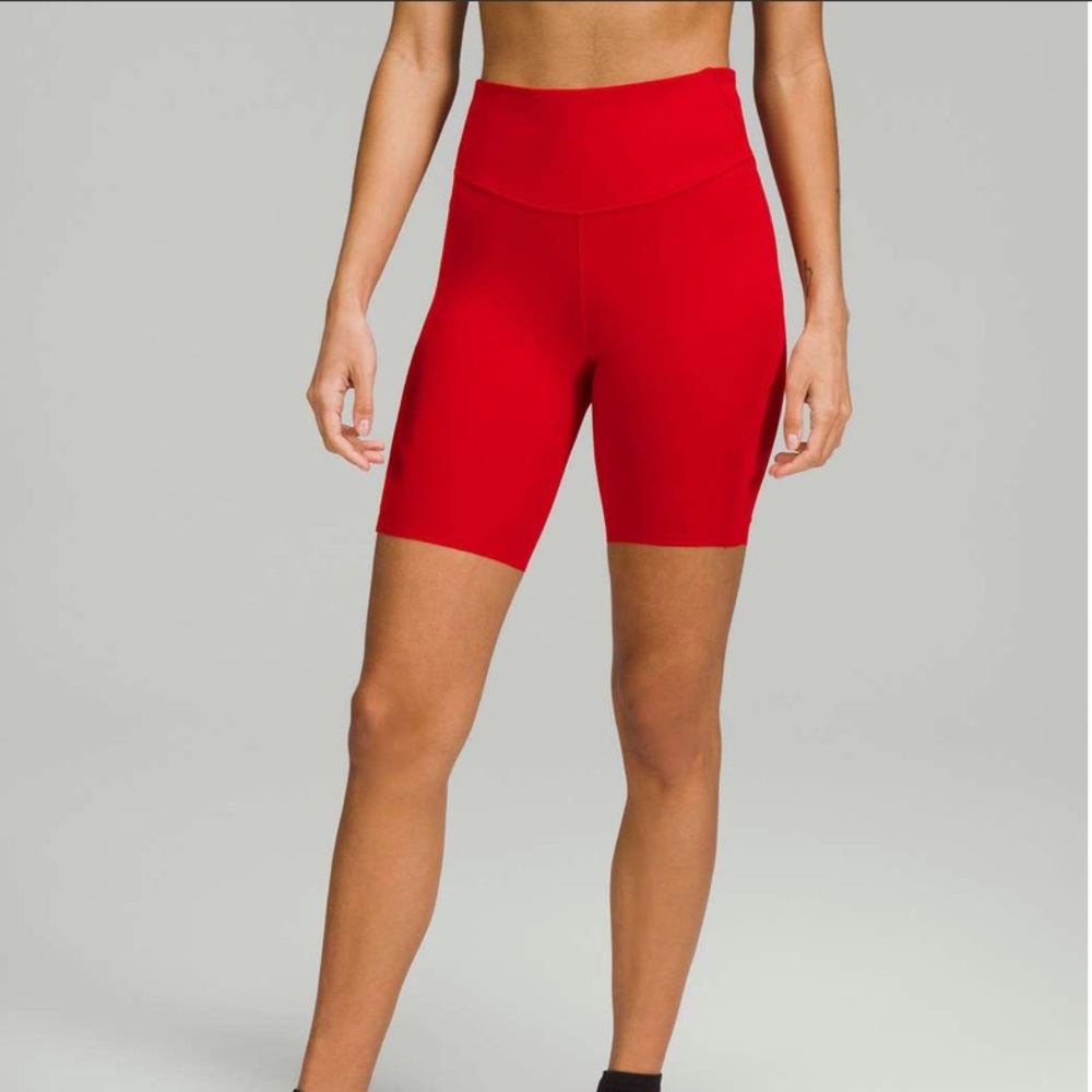 Lululemon Base Pace High-Rise Short 8" Dark Red Nulux Biker Running Size 6